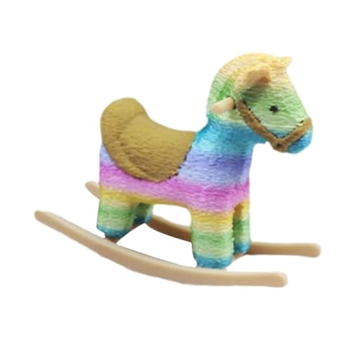 Oshhni Puppenhaus Miniatur Schaukelpferd Festival Dekoration Puppen Haus Möbel Mini Nette Cockhorse, Regenbogen von Oshhni