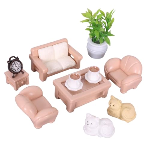 Oshhni Puppenhaus-Möbelset, Rollenspiel-Spielzeug zum Selbermachen, Miniatur-Sofa-Teetisch-Spielzeug, Hobby-Basteln, für Kleinkinder ab 3 Jahren, Jungen, 11 Stück von Oshhni