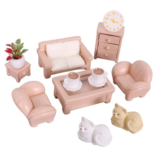 Oshhni Puppenhaus-Möbelset, Rollenspiel-Spielzeug zum Selbermachen, Miniatur-Sofa-Teetisch-Spielzeug, Hobby-Basteln, für Kleinkinder ab 3 Jahren, Jungen, 12 Stück von Oshhni