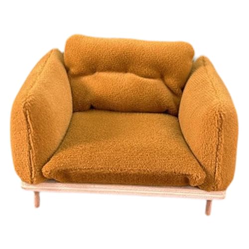 Oshhni Puppenhaus-Sessel im Maßstab 1:12, dekoratives Miniatur-Sofa, kleines Modell, 10 x 8 x 6,5 cm, Orange von Oshhni