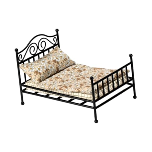 Oshhni Puppenhausbett, Puppenhausmöbel, Puppenhauszubehör, Puppenhausmöbel, Minidekor, Puppenhauszubehör, Schwarz Oshhni Puppenhausbett, Puppenhausmöbel, Puppenhauszubehör, Puppenhausmöbel, Minidekor, Puppenhauszubehör, Schwarz von Oshhni