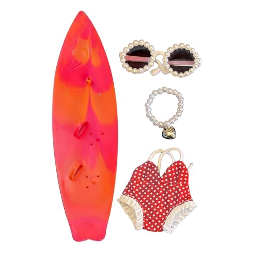 Oshhni Puppenkleidung, Mini-Surfbrett für 6,69 Zoll Puppen, DIY Party Kostüm, Perlenrahmen, Sonnenbrille, Mini-Bademode mit Punkten, Rot Oshhni Puppenkleidung, Mini-Surfbrett für 6,69 Zoll Puppen, DIY Party Kostüm, Perlenrahmen, Sonnenbrille, Mini-Bademode mit Punkten, Rot von Oshhni