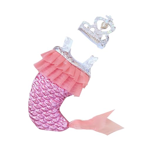 Oshhni Puppenkostüm Meerjungfrauenschwanz, Mädchenpuppen-Outfits und Haar-Accessoire für Anhängerpuppen von Oshhni