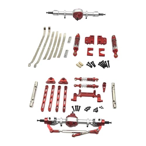 Oshhni RC-Car-Upgrade-Teile, Vorder- und Hinterbausätze, Chassis-Upgrade, modifizierte Ersatzteile für MN82S 1:12 RC-Car, Rot von Oshhni
