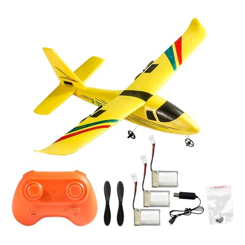 Oshhni RC Flugzeug RC Segelflugzeug Outdoor Sport Fliegendes Spielzeug 2 Kanal RC Flugzeug für Mädchen Jungen Erwachsene, 3 Batterie Gelb von Oshhni