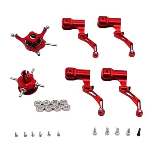 Oshhni RC Hubschrauber Taumelscheibensatz Ersatzteil Aluminium Robuste DIY Reparatur Blattclip RC Flugzeugzubehör für K124 K170, Rot Oshhni RC Hubschrauber Taumelscheibensatz Ersatzteil Aluminium Robuste DIY Reparatur Blattclip RC Flugzeugzubehör für K124 K170, Rot von Oshhni