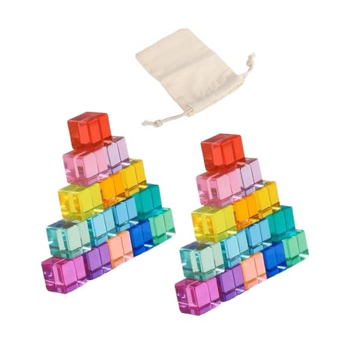 Oshhni Regenbogen-Bausteine-Set, Regenbogen-Acrylwürfel, durchscheinend, mit Aufbewahrungstasche, Stapelspielzeug für im Alter von 3–6 Jahren, 30 Stück Oshhni Regenbogen-Bausteine-Set, Regenbogen-Acrylwürfel, durchscheinend, mit Aufbewahrungstasche, Stapelspielzeug für im Alter von 3–6 Jahren, 30 Stück von Oshhni