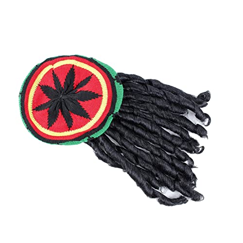 Oshhni Reggae-Rasta-Hut mit Dreadlocks, Rasta-Perücke mit Kappe, jamaikanische Mütze, Kostüm-Mütze, Strickmütze, für Club, Bar, Karneval, Festival von Oshhni