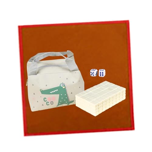 Oshhni Reise-Mini-Mahjong-Set, Mahjong-Spielset, chinesische Schriftzeichen, 144 Spielsteine, 26 mm, chinesisches Mahjong-Spielzeugset für Erwachsene und, Creme Farben von Oshhni
