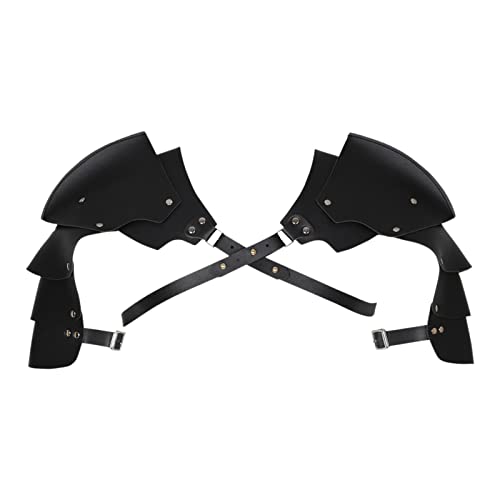 Oshhni Retro-Stil Brustgeschirr Cape mit verstellbaren Schnallen Brustpanzer Herren Schulterschutz Pauldron für Halloween Stage Performance Party, Schwarz von Oshhni