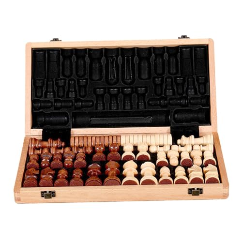 Oshhni Schachspiel aus Holz, Schach-Dame-Brettspielset, Reiseetui, klassisches Spiel, Strategiespiel, Schachspiel für Anfänger ab 8 Jahren, 15inch Oshhni Schachspiel aus Holz, Schach-Dame-Brettspielset, Reiseetui, klassisches Spiel, Strategiespiel, Schachspiel für Anfänger ab 8 Jahren, 15inch von Oshhni