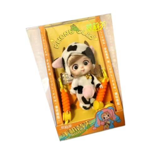 Oshhni Schlafsack-Puppe, Geschenk, Ornament, niedlicher Handy-Clip, Zubehör, Babytaschen, Handy-Clip für Partybevorzugung, Kinderzimmer-Dekoration, Kleine Kuh von Oshhni