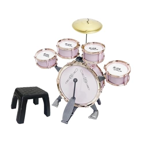Oshhni -Schlagzeug-Set, Jazz-Schlagzeug, kompaktes Musikspielzeug-Set, Musikinstrumente, Spielzeug für Partys, Konzerte, Vorschulgeschenke, Kindertag, Rosa von Oshhni