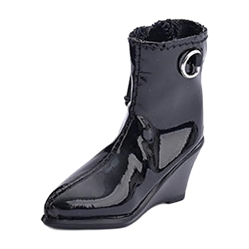 Oshhni Schuhe für Actionfiguren im Maßstab 1:6, Miniaturmodell, lässige Hohlstiefel, Puppenkostüm-Zubehör für 12-Zoll-Frauenfiguren, Schwarz von Oshhni