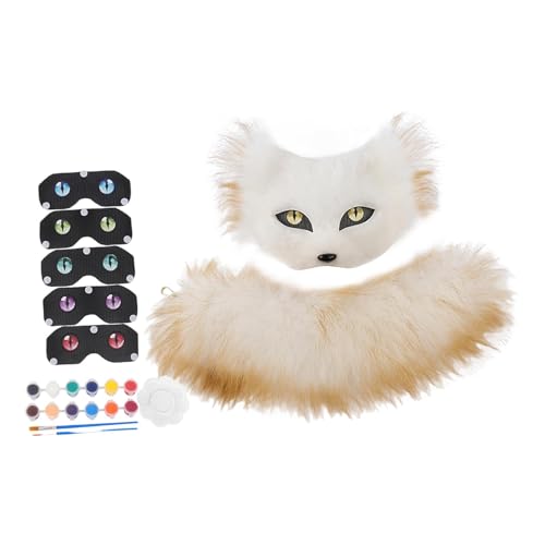 Oshhni Set aus Kunstfuchsmaske und Schwanz, Cosplay, Tierpartykostüm für Rollenspiele, Urlaub, Weiß Gelb Oshhni Set aus Kunstfuchsmaske und Schwanz, Cosplay, Tierpartykostüm für Rollenspiele, Urlaub, Weiß Gelb von Oshhni