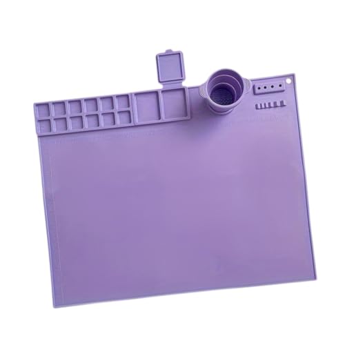 Oshhni Silikonmalerei Matte mit Tasse Bastelfarbe Lackierung einfache Reinigungstisch Graffiti Matte Waschbare Zeichnungsmatte für Kunstzeichnung Spiel, Violett von Oshhni