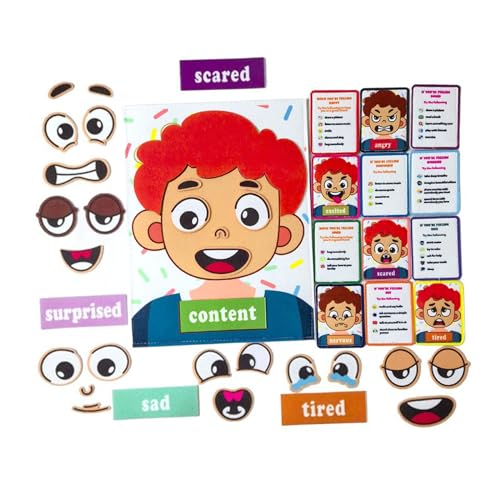 Oshhni Soziales und emotionales Lernspielzeug, pädagogische Gesichter-Aufkleber-Spiele, Gesichter-Spiele für Kinder, Junge von Oshhni