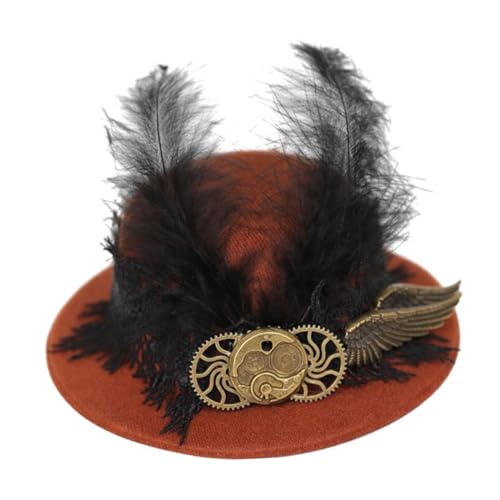 Oshhni Steam Punk Haarspange Fedoras Filzzylinder Gothic Hut für Bühnenshow Halloween Maskerade von Oshhni