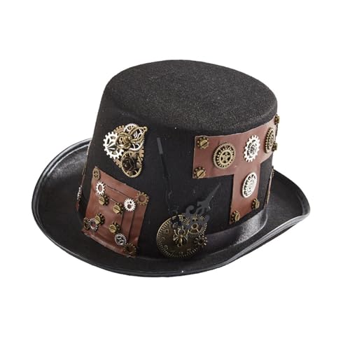 Oshhni Steampunk Hut Kopfbedeckung Cosplay Erwachsene Performance Hut Mode Neuheit Kopfbedeckung Jazz Hut für Club Rave Party Urlaub Hochzeit von Oshhni