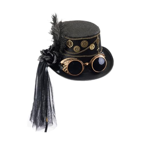 Oshhni Steampunk Top Hat Decor Halloween Kopfbedeckung für Bühnenperformance Prom Halloween Oshhni Steampunk Top Hat Decor Halloween Kopfbedeckung für Bühnenperformance Prom Halloween von Oshhni