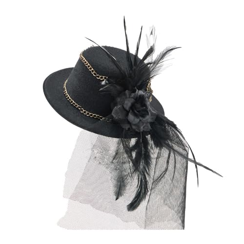 Oshhni Steampunk Top Hat Flower Decoration Kopfbedeckung für tanzende Cosplay -Partyzubehör, Schwarz Oshhni Steampunk Top Hat Flower Decoration Kopfbedeckung für tanzende Cosplay -Partyzubehör, Schwarz von Oshhni