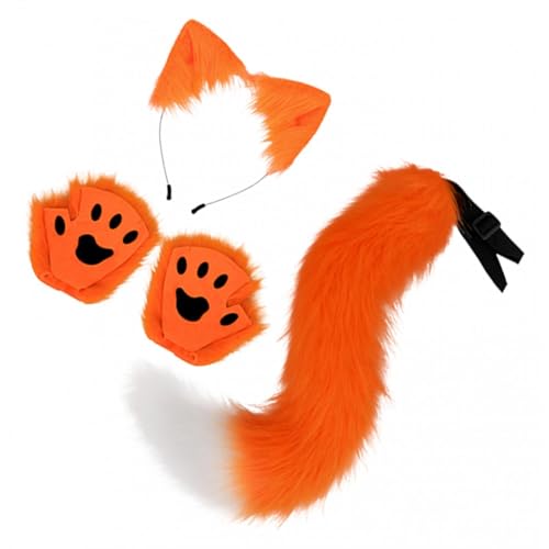 Oshhni Tierohren und Schwanz-Set, Foto-Requisiten, süßer Langer Schwanz für Karneval, Feiertagsparty, Orange Oshhni Tierohren und Schwanz-Set, Foto-Requisiten, süßer Langer Schwanz für Karneval, Feiertagsparty, Orange von Oshhni