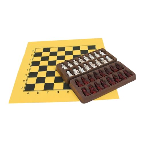 Oshhni Tragbares Schachspiel, 3D-Schachfiguren aus Kunstharz, Tischbrettspiele, zusammenklappbares, aufrollbares Schachbrett für alle Altersgruppen, Camping, von Oshhni
