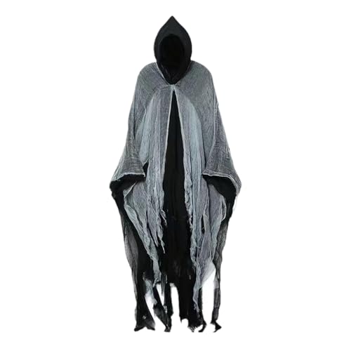 Oshhni Umhang mit Kapuze Reaper Cosplay Cape für Männer und Frauen Room, Grauschwarz von Oshhni