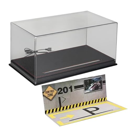 Oshhni Vitrine für Modellautos aus Druckguss im Maßstab 1:24 mit Parkplatzszene, Tischdekoration für das Layout, Schwarz Oshhni Vitrine für Modellautos aus Druckguss im Maßstab 1:24 mit Parkplatzszene, Tischdekoration für das Layout, Schwarz von Oshhni
