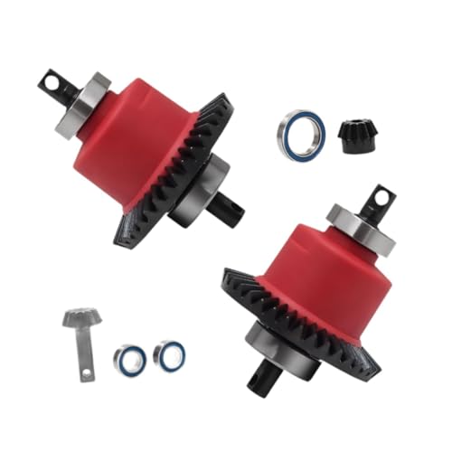 Oshhni Vorderes und hinteres Differentialgetriebe, robuster Ersatz, hochwertiges professionelles Zubehör, kompatibel mit Metall für 1:10 4x4, Rot von Oshhni