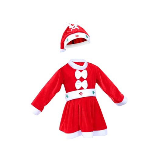 Oshhni Weihnachtsmann-Anzug für Kinder, Weihnachtskleidungsset, Anzug, Kleidung mit Gürtel, Weihnachtsmann-Kostüm-Outfit für Karneval, Cosplay, Neujahr, Mädchen, 140cm von Oshhni