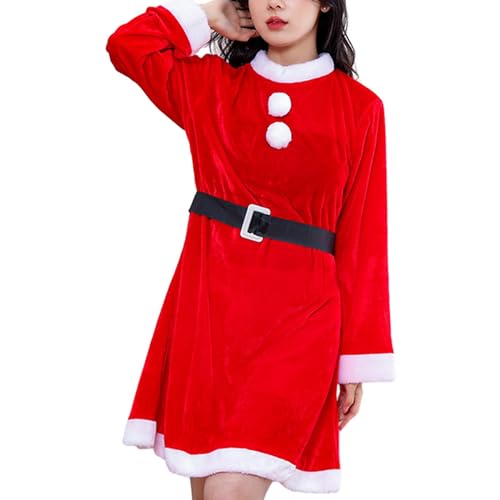 Oshhni Weihnachtsmann-Kostüm, Weihnachtsmann-Kleid-Outfit, Weihnachts-Outfit, rotes Weihnachtsmann-Kleid für Karneval, Halloween, Foto-Requisiten, Urlaub, ohne Schal von Oshhni