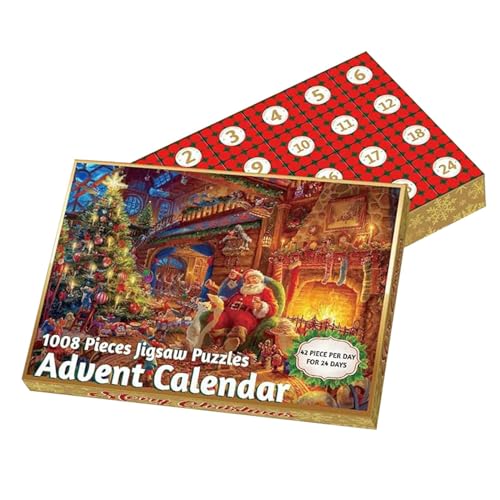 Oshhni Weihnachtspuzzle, Adventskalender-Puzzle 2023, 24-Tage-Adventskalender, Weihnachtsmann von Oshhni