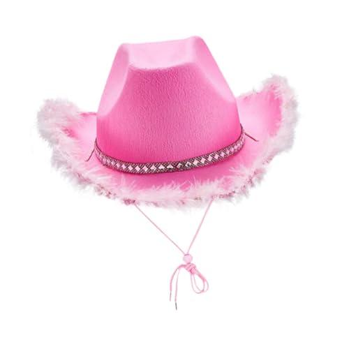 Oshhni Western Cowboy Hat Kostümhut Geschenk bequem westliche stilvolle Cowgirl so tound spielt Cowgirl Hut für Beach Cosplay Geburtstag, A Type Pink von Oshhni