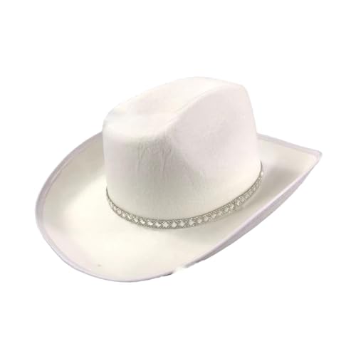 Oshhni Western Cowboy Hat Kostümhut Geschenk bequem westliche stilvolle Cowgirl so tound spielt Cowgirl Hut für Beach Cosplay Geburtstag, B Type White von Oshhni