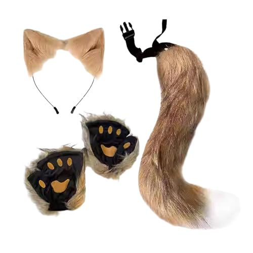 Oshhni und Schwanz-Set, Cosplay-Kostüm-Set für Bühnenauftritte, Halloween, Braun von Oshhni