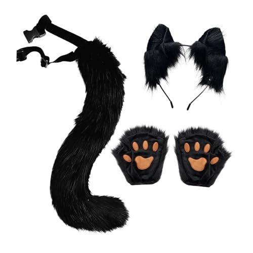 Oshhni und Schwanz-Set, Cosplay-Kostüm-Set für Bühnenauftritte, Halloween, Schwarz Oshhni und Schwanz-Set, Cosplay-Kostüm-Set für Bühnenauftritte, Halloween, Schwarz von Oshhni