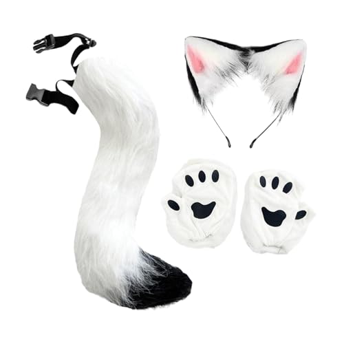 Oshhni und Schwanz-Set, Cosplay-Kostüm-Set für Bühnenauftritte, Halloween, Weiß Oshhni und Schwanz-Set, Cosplay-Kostüm-Set für Bühnenauftritte, Halloween, Weiß von Oshhni