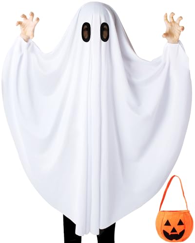 Oskiner Weißes Geisterkostüm für Kinder mit Kürbisbeutel, gruseliges Halloween-Kostüm für Jungen und Mädchen Oskiner Weißes Geisterkostüm für Kinder mit Kürbisbeutel, gruseliges Halloween-Kostüm für Jungen und Mädchen von Oskiner