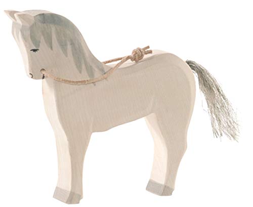 Ostheimer 11116 Pferd Weiß aus Holz Höhe 14,5cm Serie Familie & Bauernhof Reiterhof handbemalt von Ostheimer