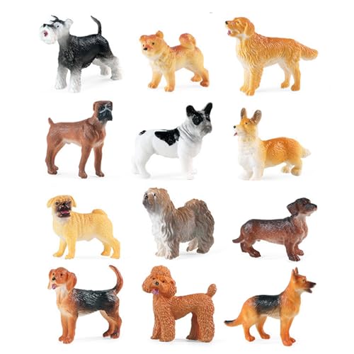 Schleich Hunde,Osutrt 12 Stück Mini-Hundefiguren,Plastik Welpen Figuren,Mini Hund Tierfiguren,Realistisches Hundefiguren-Spielzeug-Set,Realistisch Detaillierte Plastik Welpen Figuren von Osuter