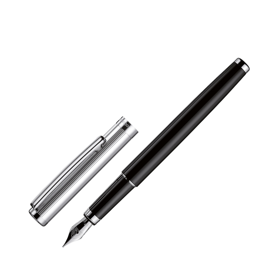 Otto Hutt Füllfederhalter Design 01 Fadenguilloche Stahlfeder schwarz M von Otto Hutt