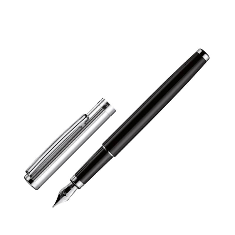 Otto Hutt Füllfederhalter Design 01 Fadenguilloche Stahlfeder schwarz M von Otto Hutt