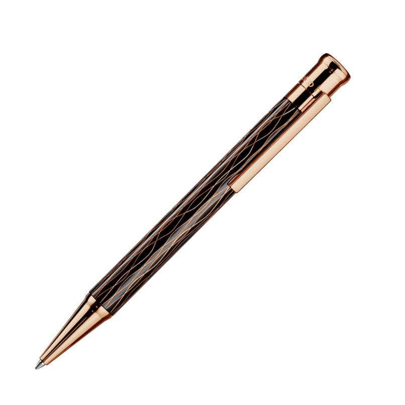 Otto Hutt Kugelschreiber Design 04 Welle schwarz-roségold von Otto Hutt