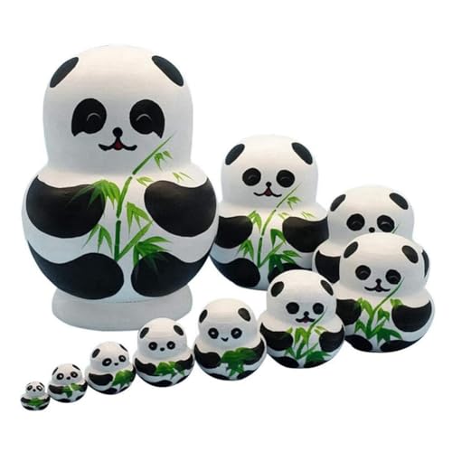 Otueidnsy 10-Schichtiges Stapelbares Nestpuppen-Set, Süßes Panda-Design, Spielzeug von Otueidnsy