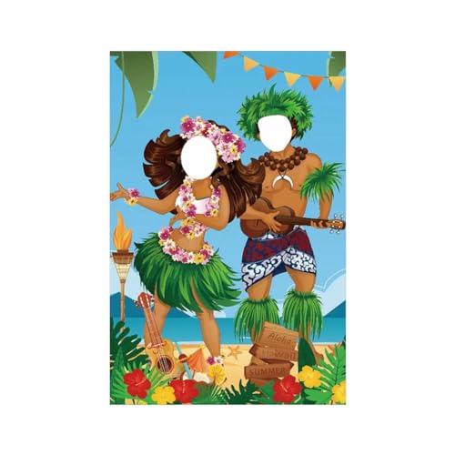 Otueidnsy Luau-Paar-Foto-Türbanner, Hawaiianische Partydekoration, Propsaloha-Banner für Tropische Strandparty, 149,9 X 99,4 cm von Otueidnsy