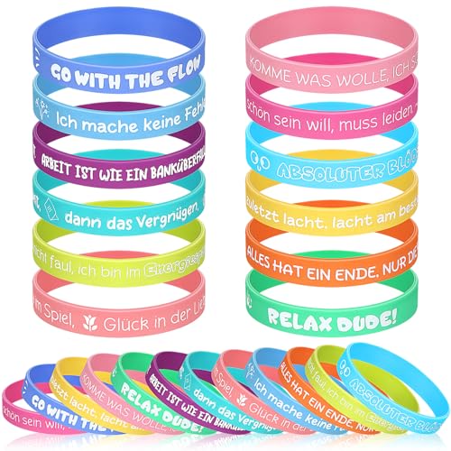 Otuuz 24 Stück Lustige Silikon Armbänder Kollegen 20,2 cm Anti Stress Armbänder Sport Gummiarmbänder mit Witzigen Sprüchen Motivationsarmbänder auf Deutsch Geschenk für Arbeitskollegen Chef Büro Otuuz 24 Stück Lustige Silikon Armbänder Kollegen 20,2 cm Anti Stress Armbänder Sport Gummiarmbänder mit Witzigen Sprüchen Motivationsarmbänder auf Deutsch Geschenk für Arbeitskollegen Chef Büro von Otuuz