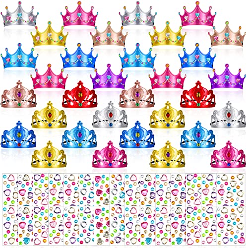Otuuz Prinzessinnen-Tiaras aus Schaumstoff, zum Selbermachen, Kronen für Kinder, Partyzubehör, Basteln, Kristall-Diamant-Aufkleber, Mädchen, zum Selbermachen, 66 Stück (mehrfarbig) von Otuuz
