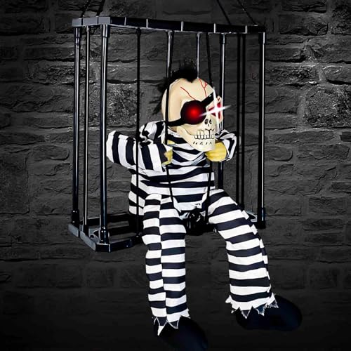 Gruselige animierte Halloween-Hängedekorationen – schreiende Halloween-Bewegungsmelder, Totenkopfkäfig, Gefangene mit leuchtenden Augen für Halloween-Party-Dekorationen , Spukhaus-Dekorationen Gruselige animierte Halloween-Hängedekorationen – schreiende Halloween-Bewegungsmelder, Totenkopfkäfig, Gefangene mit leuchtenden Augen für Halloween-Party-Dekorationen , Spukhaus-Dekorationen von OuMuaMua