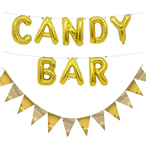 Ouceanwin Candy Bar Gold Dekoration Set, Folienballon Candy Bar Buchstaben Luftballons und 12pcs Glitter Wimpel Girlande Banner für Hochzeit Party Weihnachten Geburtstag Deco Event Supplies Ouceanwin Candy Bar Gold Dekoration Set, Folienballon Candy Bar Buchstaben Luftballons und 12pcs Glitter Wimpel Girlande Banner für Hochzeit Party Weihnachten Geburtstag Deco Event Supplies von Ouceanwin